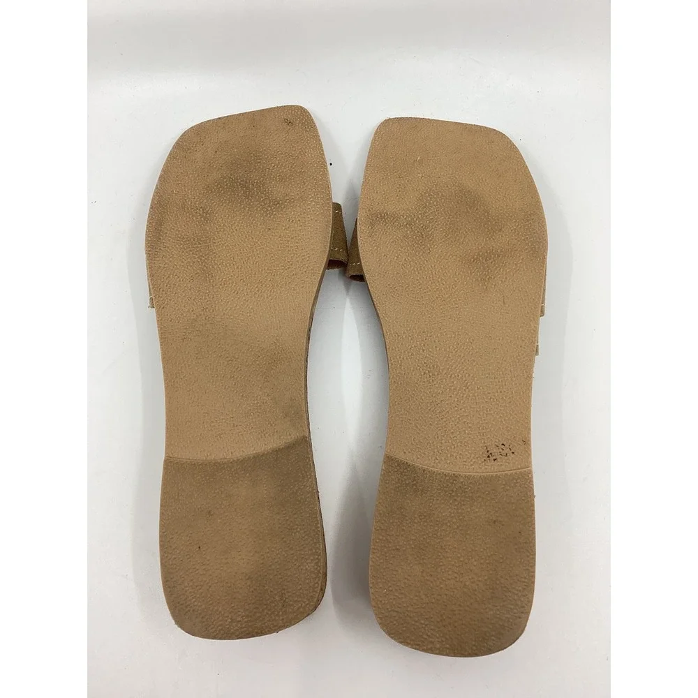 Beach by Matisse Tan Suede Cork Wedge Sandals Square Toe Buckle Slide Womens
